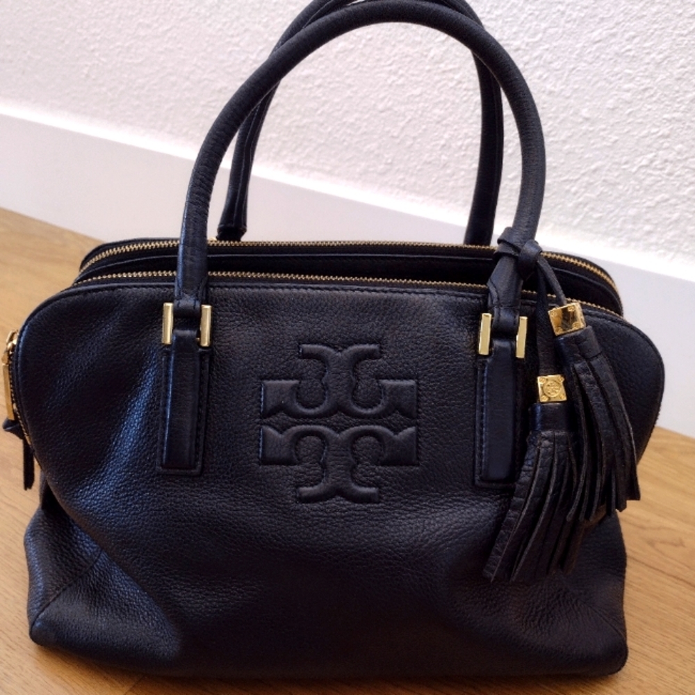 Tory Burch Thea Triple-Zip Satchel Bag, Black